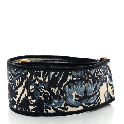 Christian Dior Canvas Embroidered Palm Tree Shoulder Strap Blue Multicolor 2 of 4