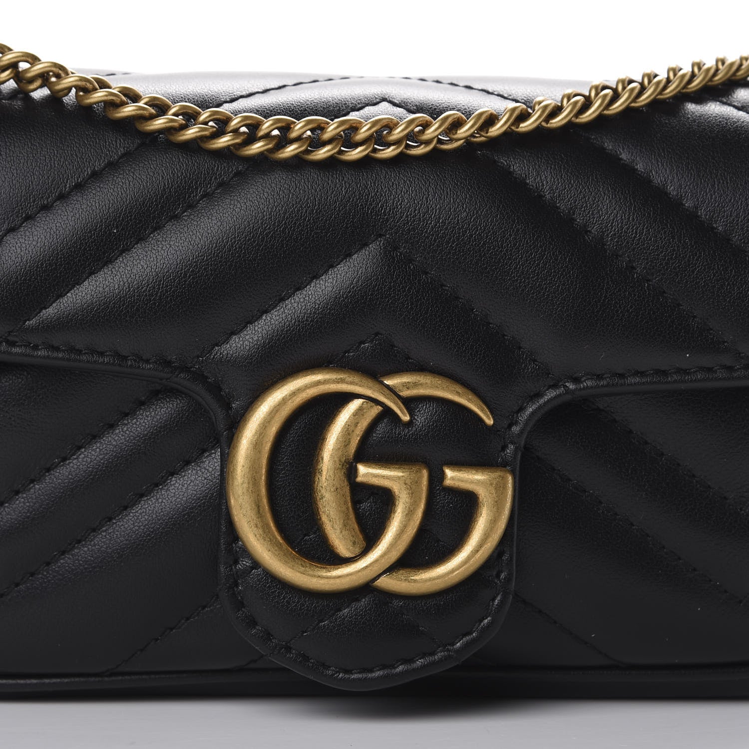 Gucci Calfskin Matelasse Super Mini GG Marmont Shoulder Bag Black 7 of 11