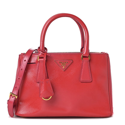 Prada Saffiano Vernice Mini Galleria Double Zip Tote Peonia 1 of 9