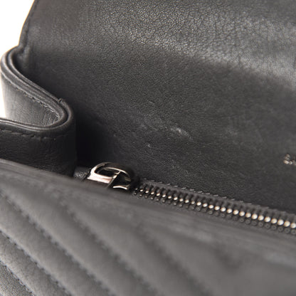 Saint Laurent Sheepskin Matelasse Chevron Monogram Medium College Bag Asphalt 10 of 14