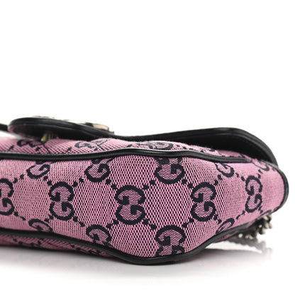 Gucci Monogram Multicolor Matelasse Diagonal Super Mini GG Marmont Shoulder Bag Pink Blue 10 of 12