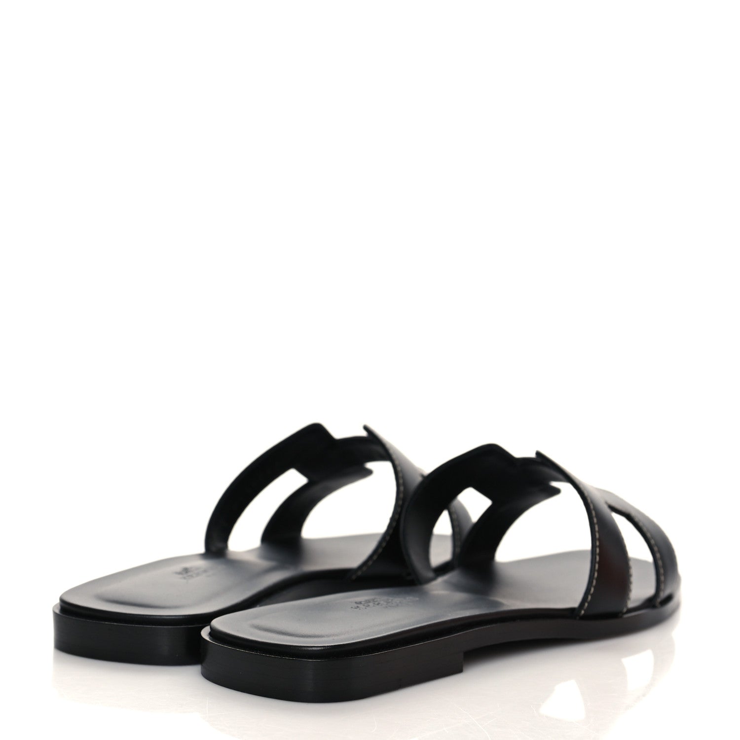 Hermes Box Calfskin Oran Sandals 37.5 Black 4 of 9