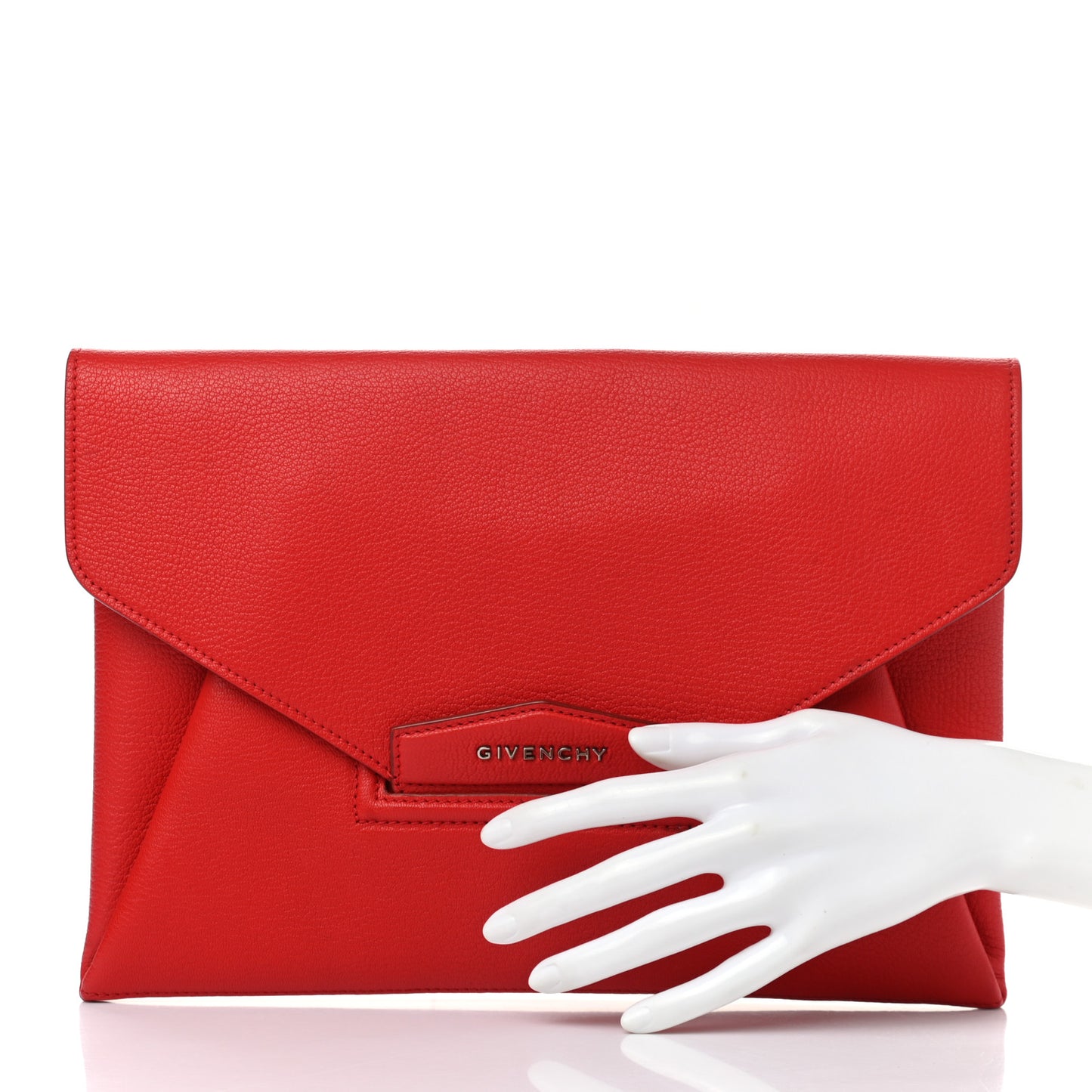 Sugar Goatskin Medium Antigona Envelope Clutch Red