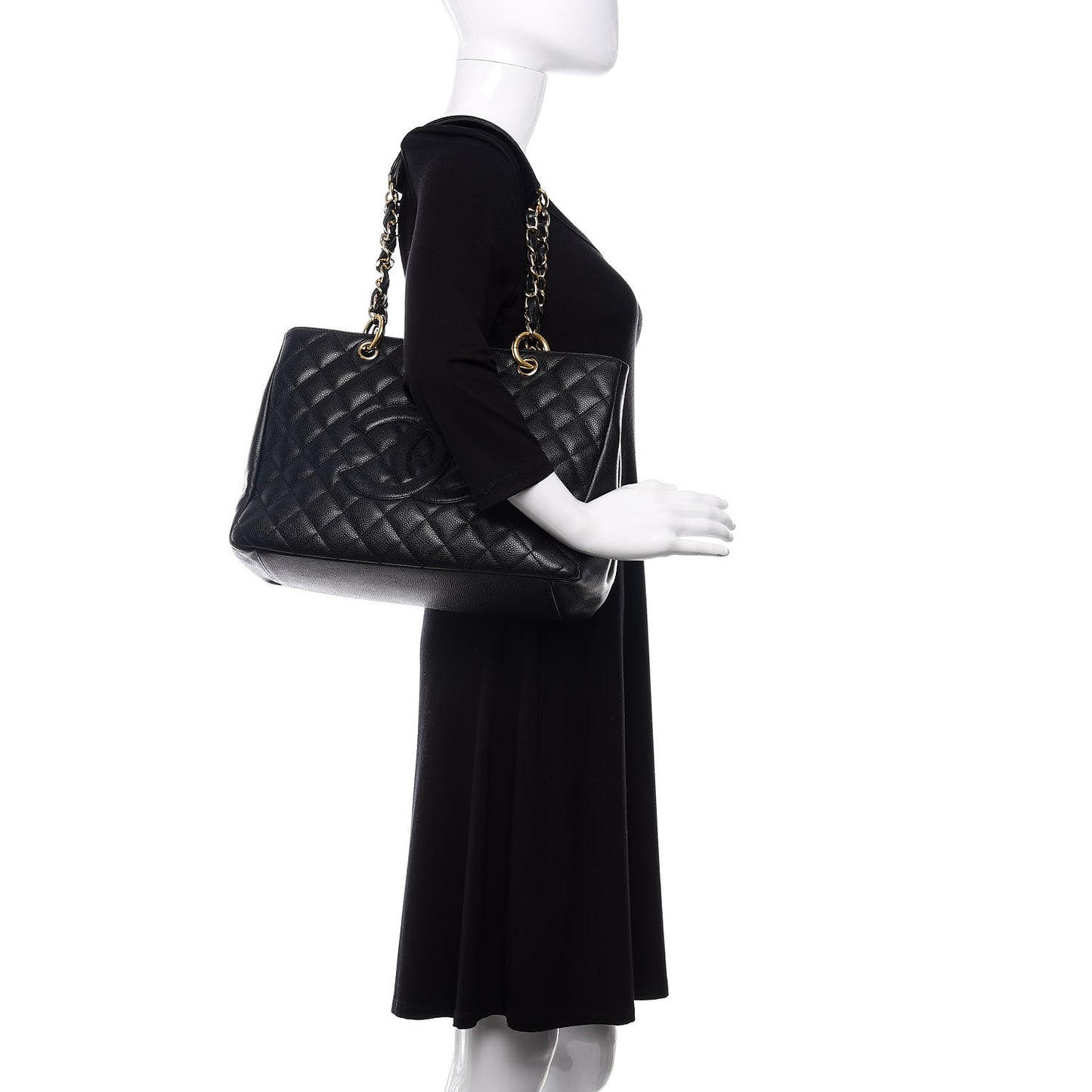 Caviar Quilted Grand Shopping Tote GST Black