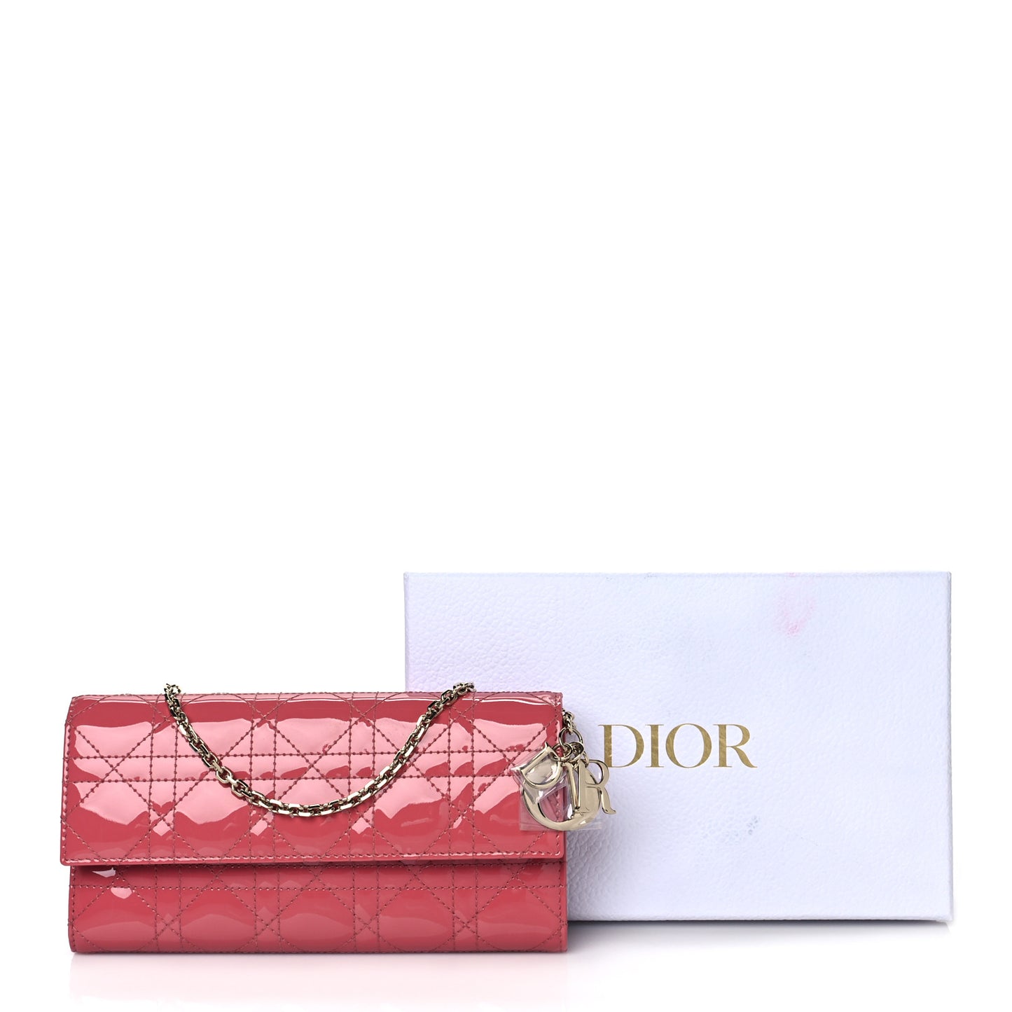 Patent Cannage Lady Dior Rendezvous Wallet On Chain Dusky Pink
