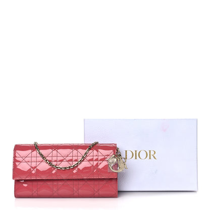 Christian Dior Patent Cannage Lady Dior Rendezvous Wallet On Chain Dusky Pink 10 of 10