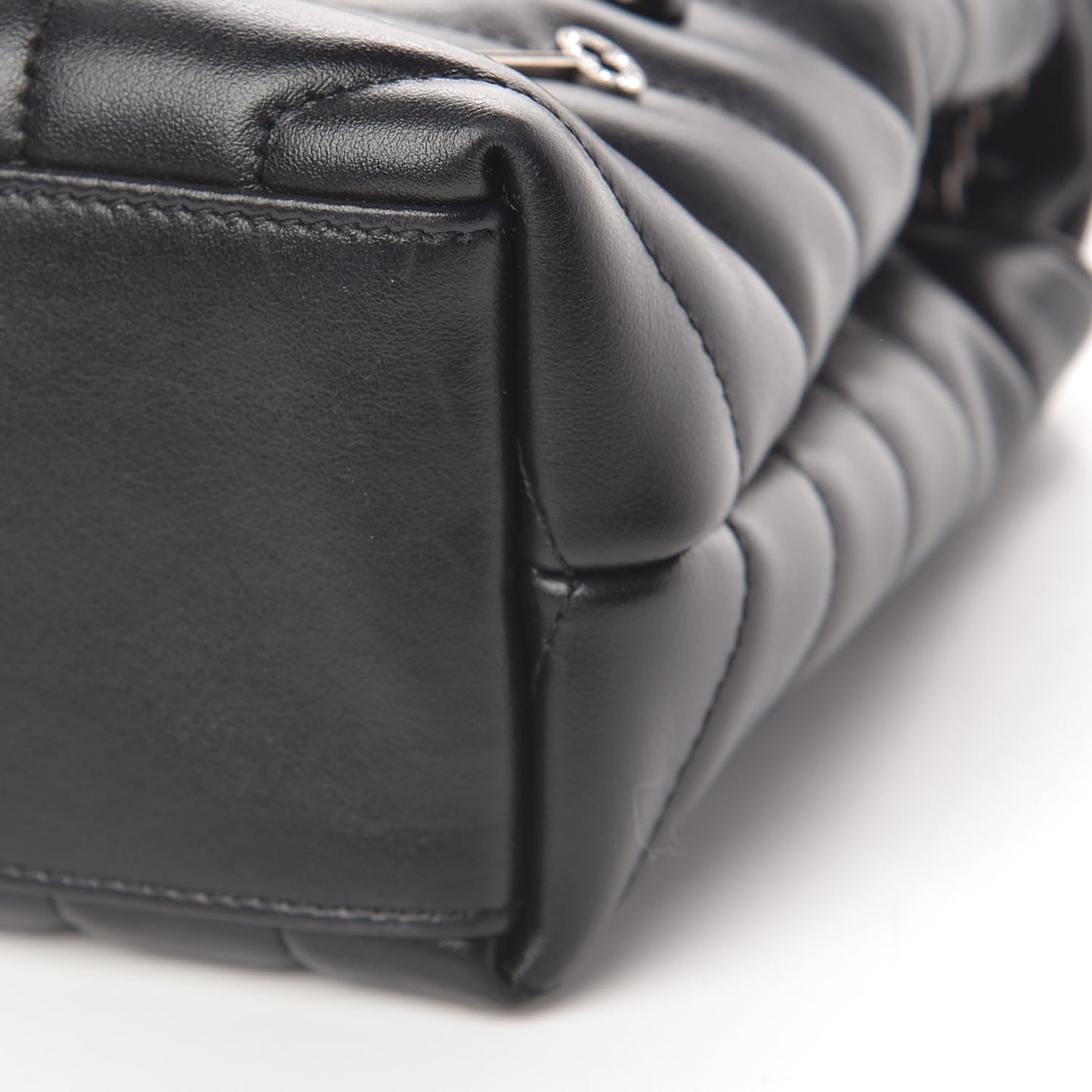 Calfskin Y Quilted Monogram Small Charm Loulou Chain Satchel Black