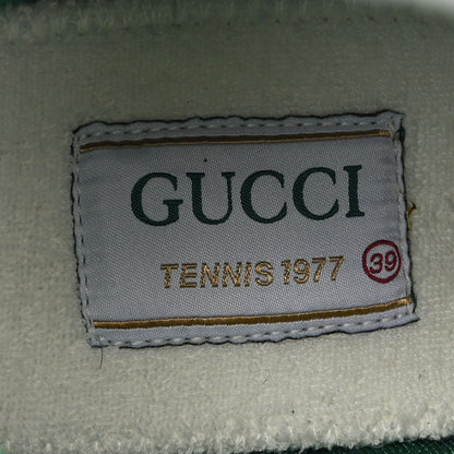 Gucci New Denim GG Monogram Web Womens 1977 Tennis High Top Sneakers 39 Blue Tea Mystic White 7 of 10