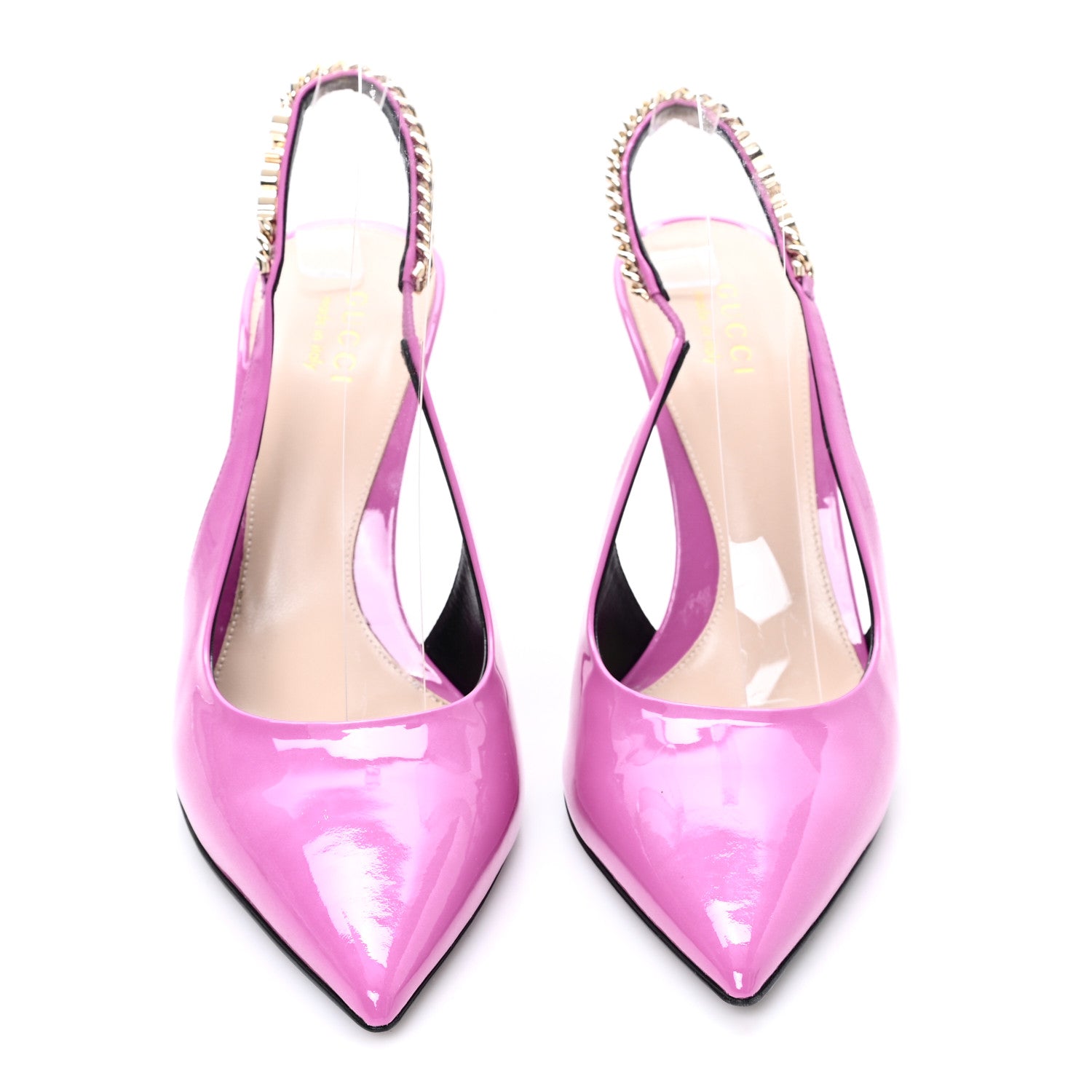 Gucci Vernice Crystal Nappa Charlotte Signoria 105 Slingback Pumps 40 Libre Pink 3 of 10