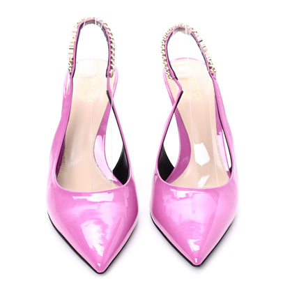 Gucci Vernice Crystal Nappa Charlotte Signoria 105 Slingback Pumps 40 Libre Pink 3 of 10