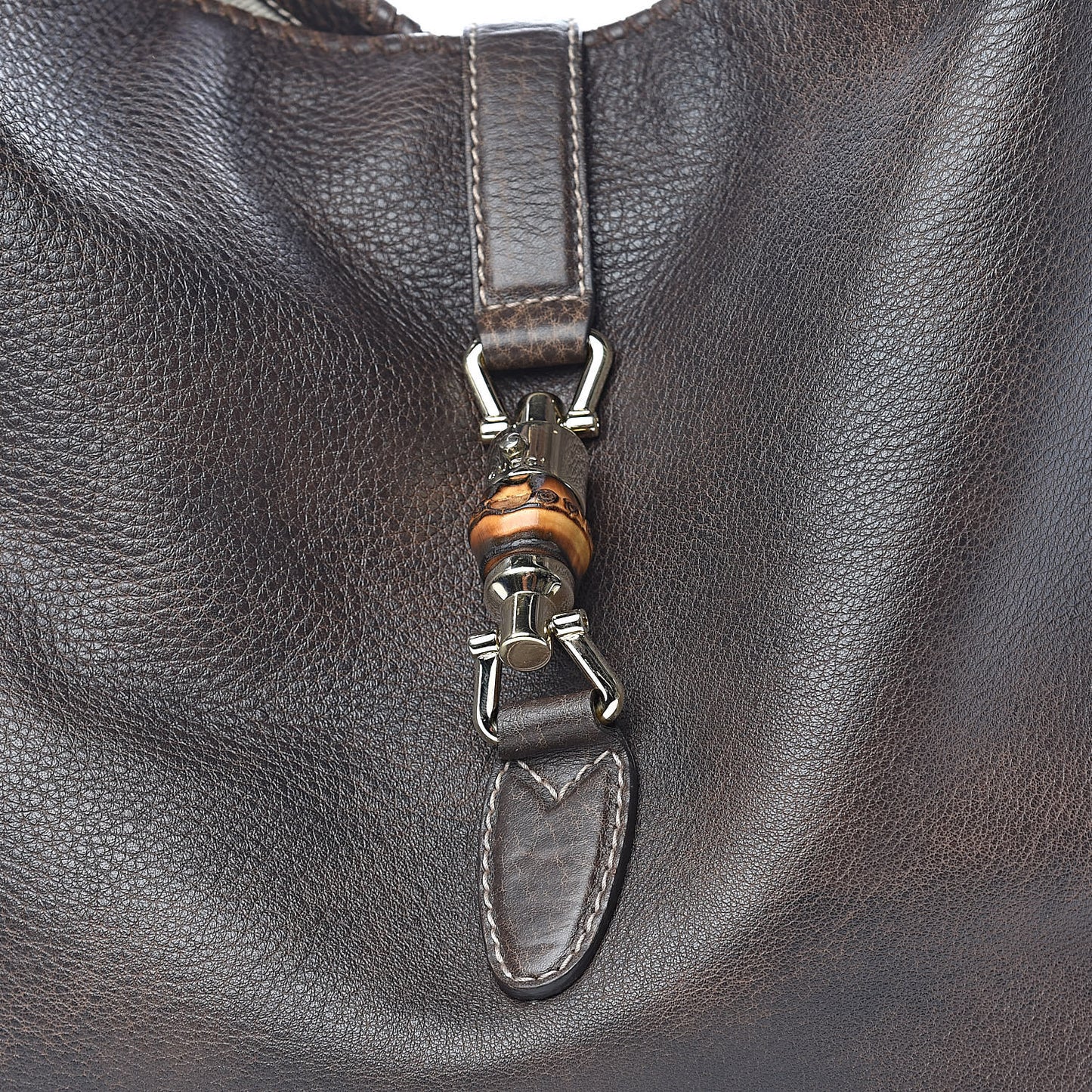 Calfskin Large New Jackie Shoulder Bag Dark Brown