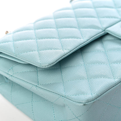 Chanel Caviar Quilted Medium Double Flap Light Blue 12 of 14