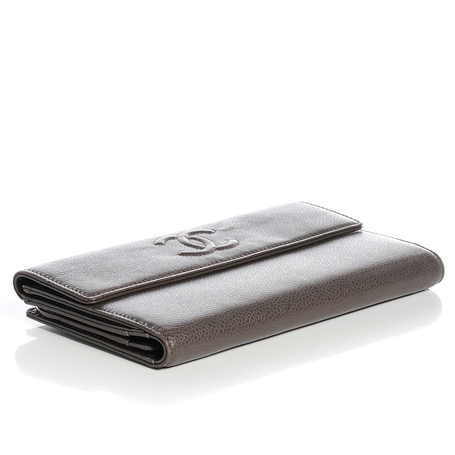 Chanel Caviar CC Long Flap French Wallet Dark Grey 4 of 8
