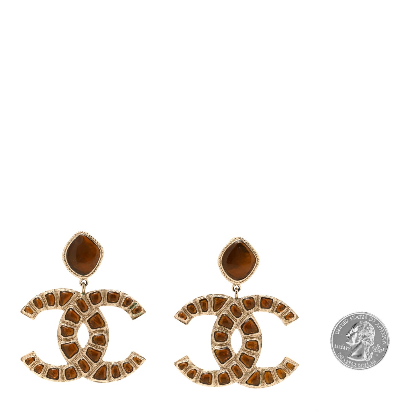 Metal Gripoix Along The Nile Clip On Earrings Gold Orange