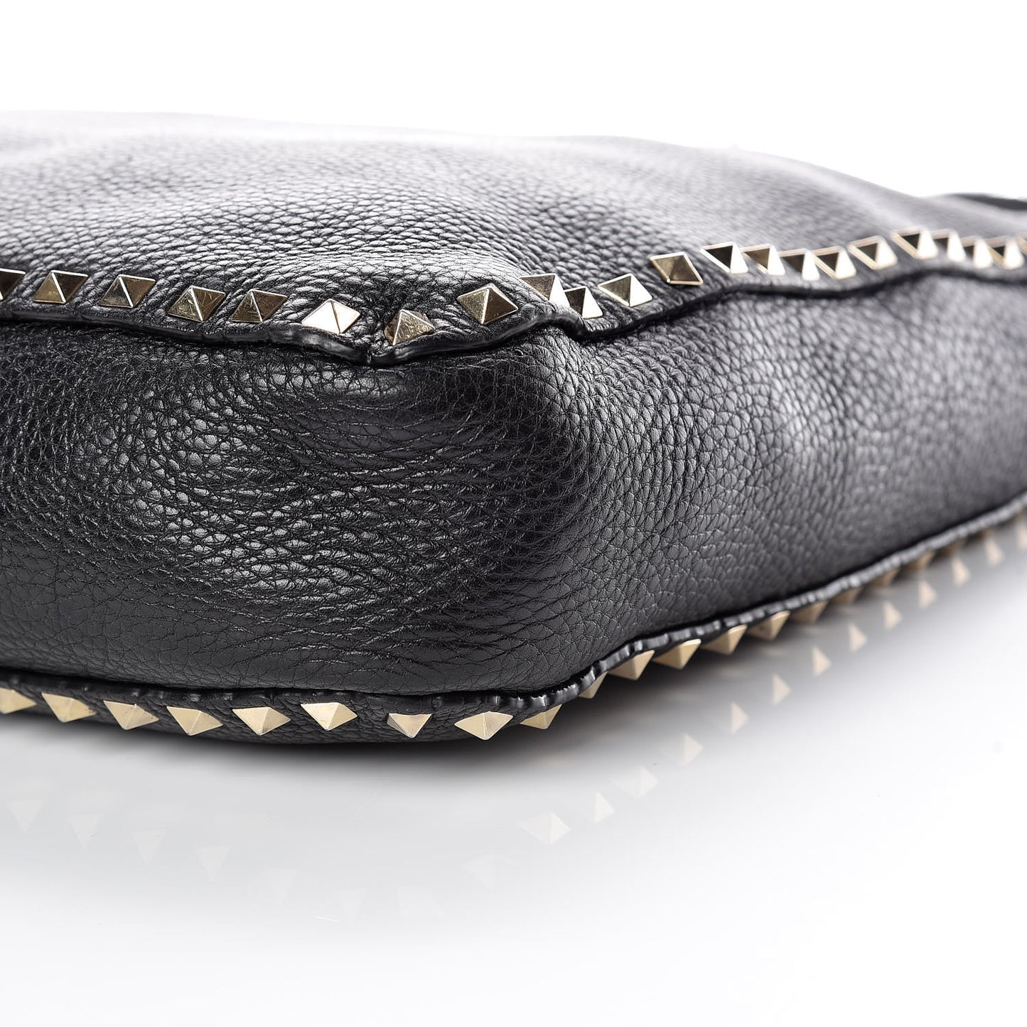 Pebbled Calfskin Large Rockstud Flip-Lock Messenger Bag Black