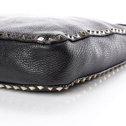 Valentino Garavani Pebbled Calfskin Large Rockstud Flip-Lock Messenger Bag Black 6 of 15