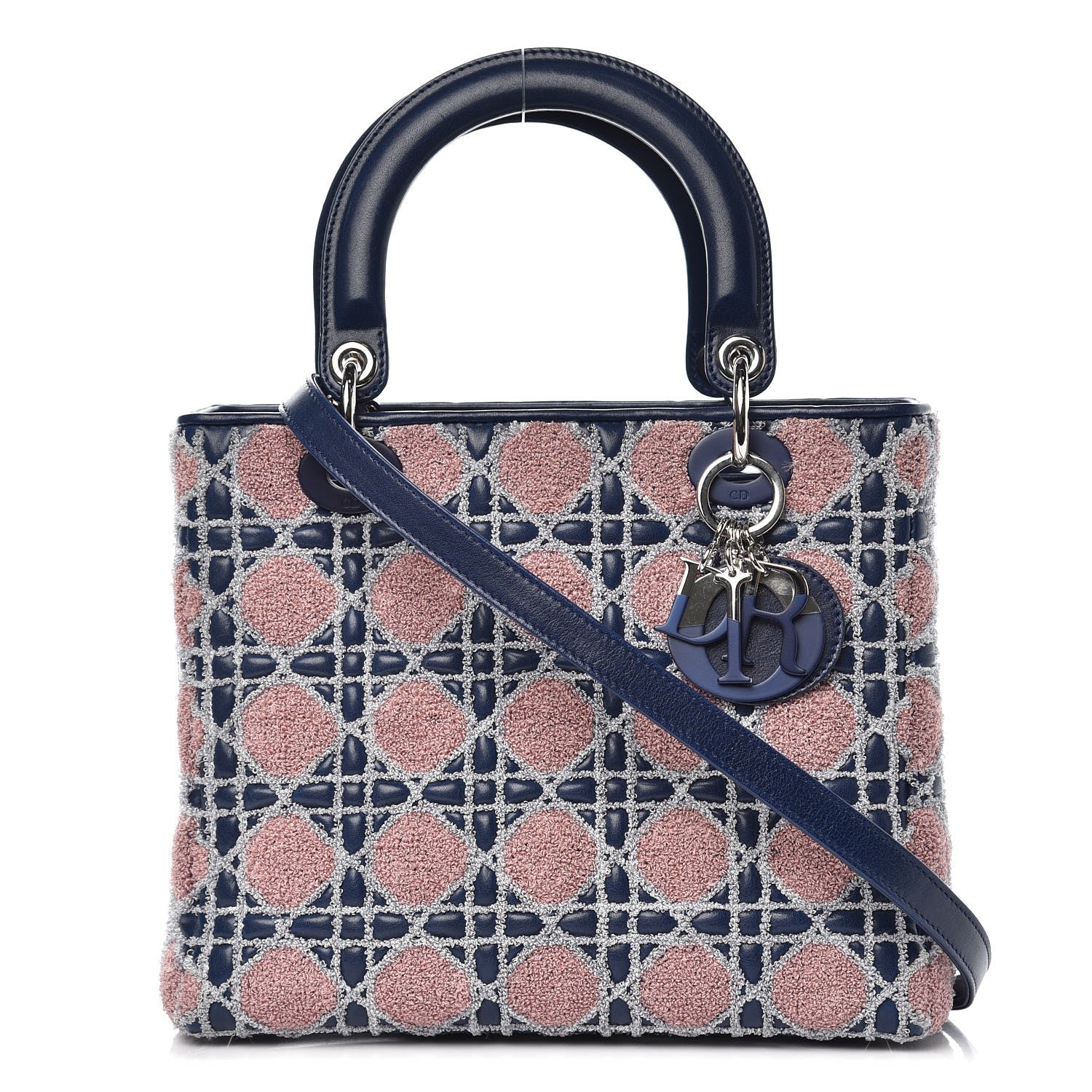Christian Dior Lambskin Cannage Embroidered Medium Lady Dior Saphir Multicolor 1 of 7
