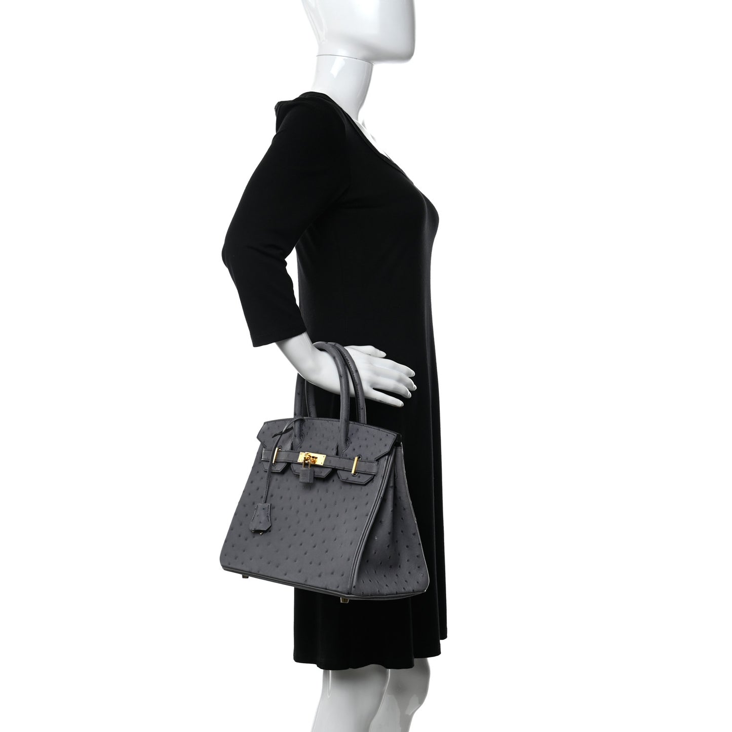 Ostrich Birkin 30 Gris Agate
