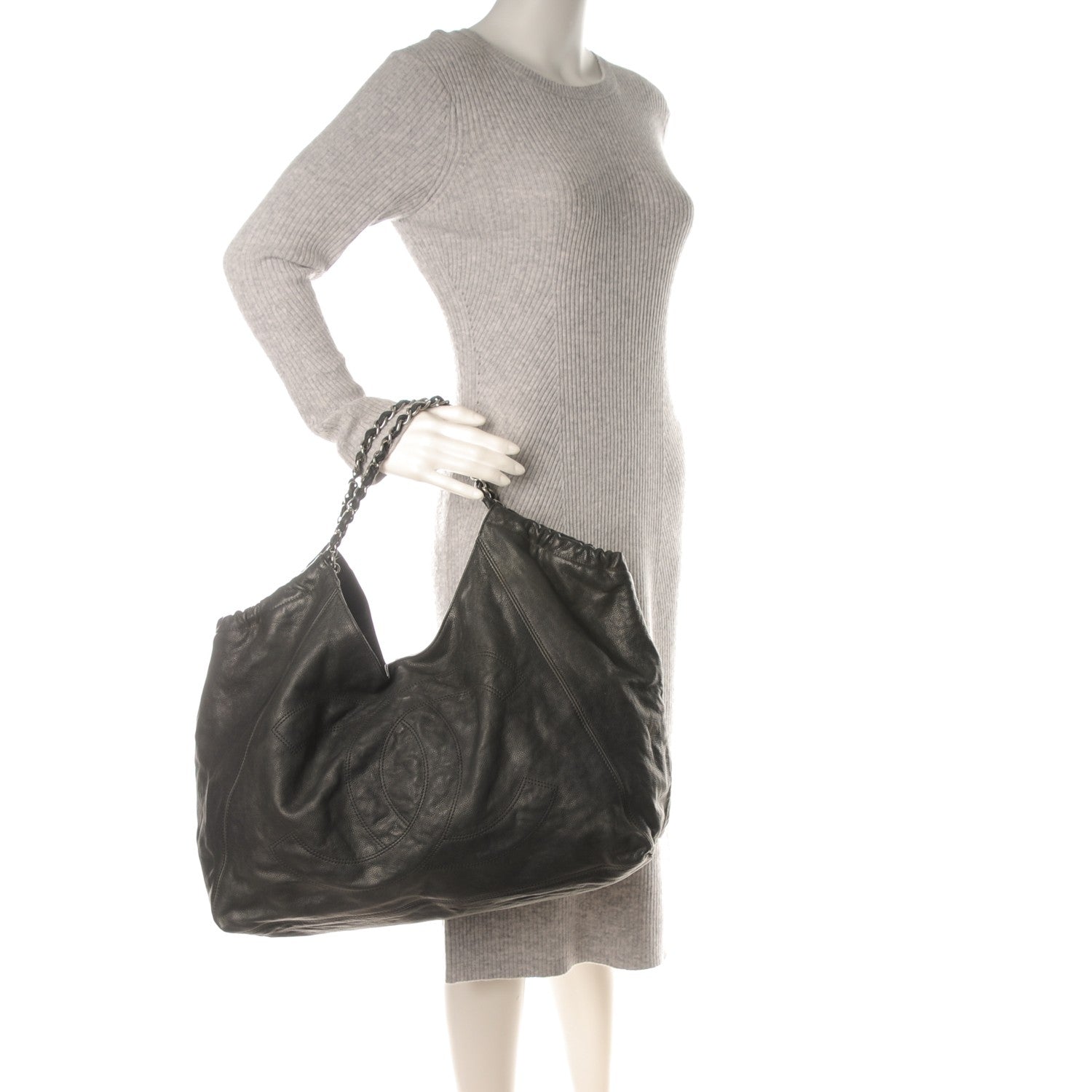 Chanel Distressed Caviar XL Coco Cabas Black 2 of 8