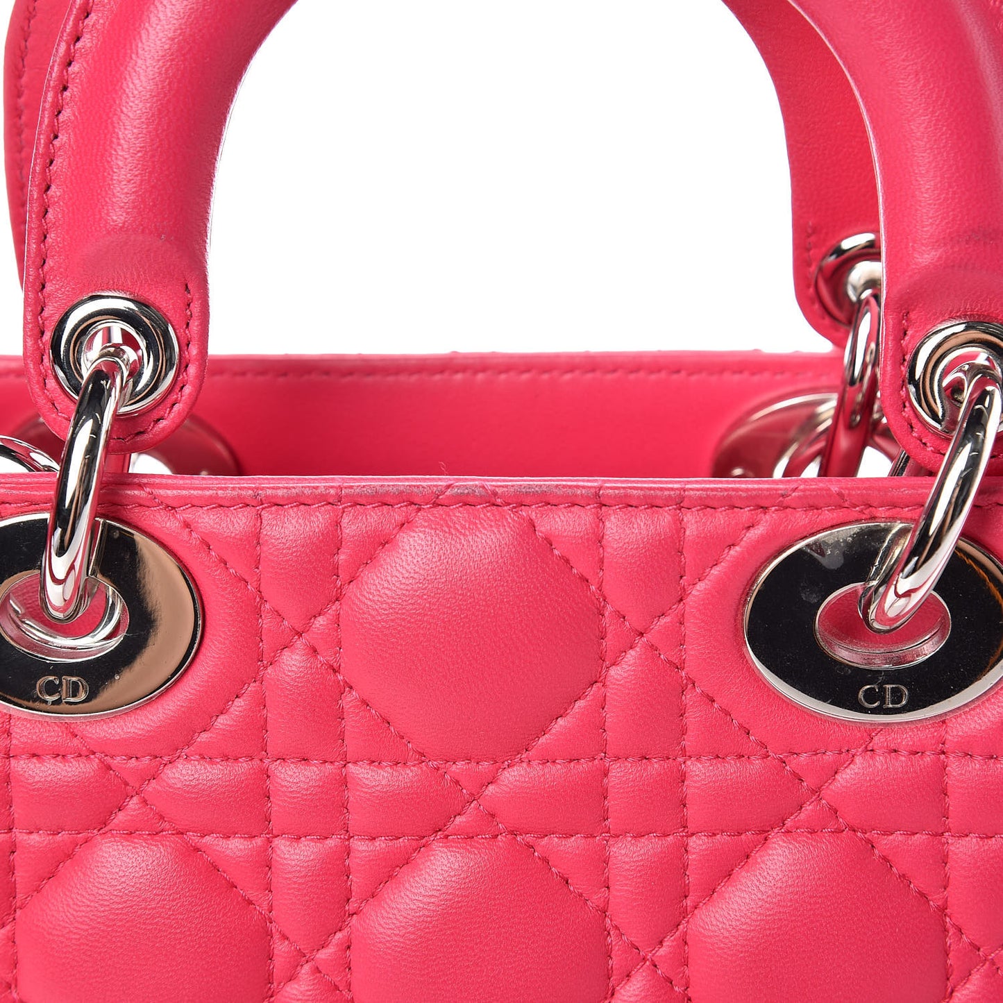 Lambskin Cannage Mini Lady Dior Fuchsia