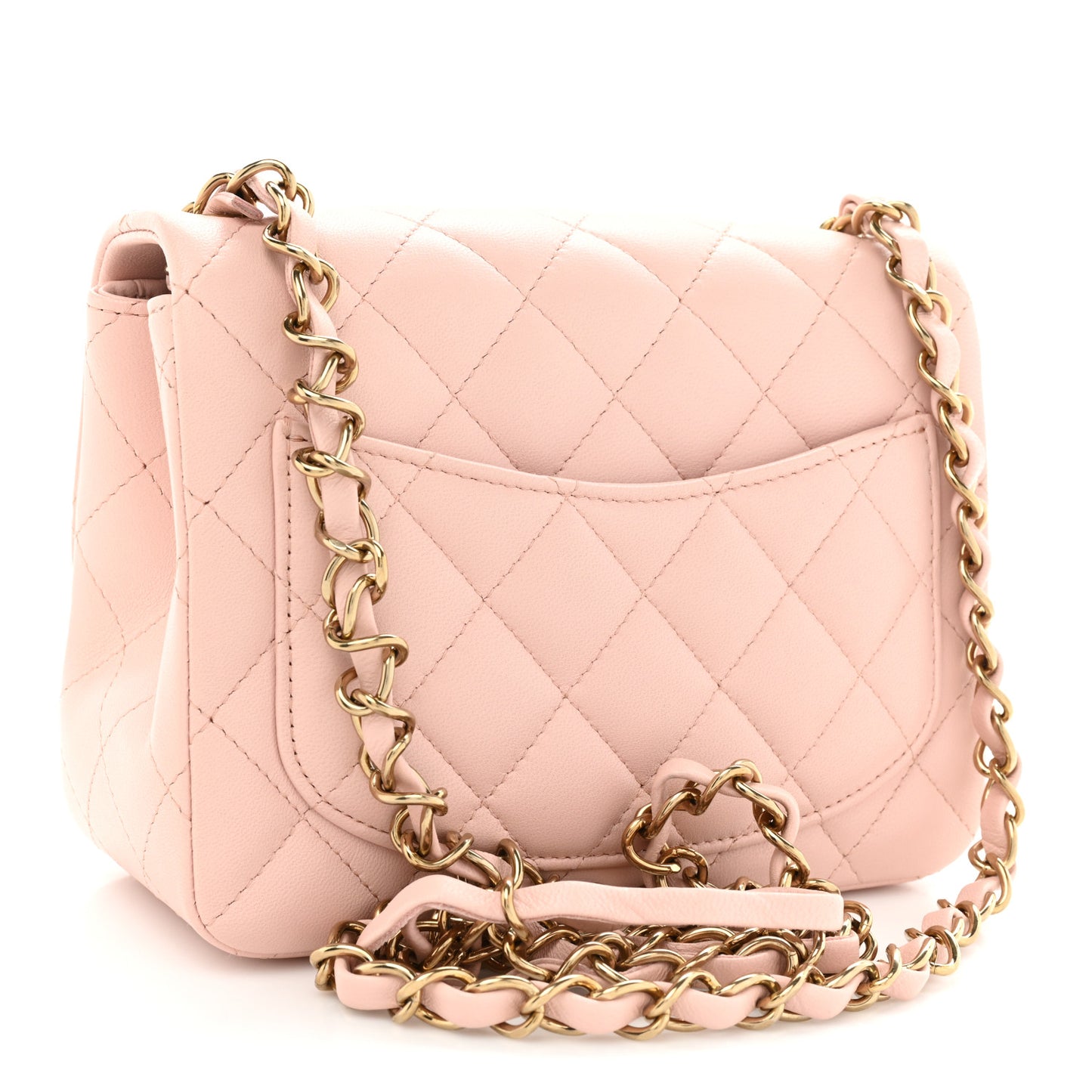 Lambskin Quilted Mini Square Flap Light Pink