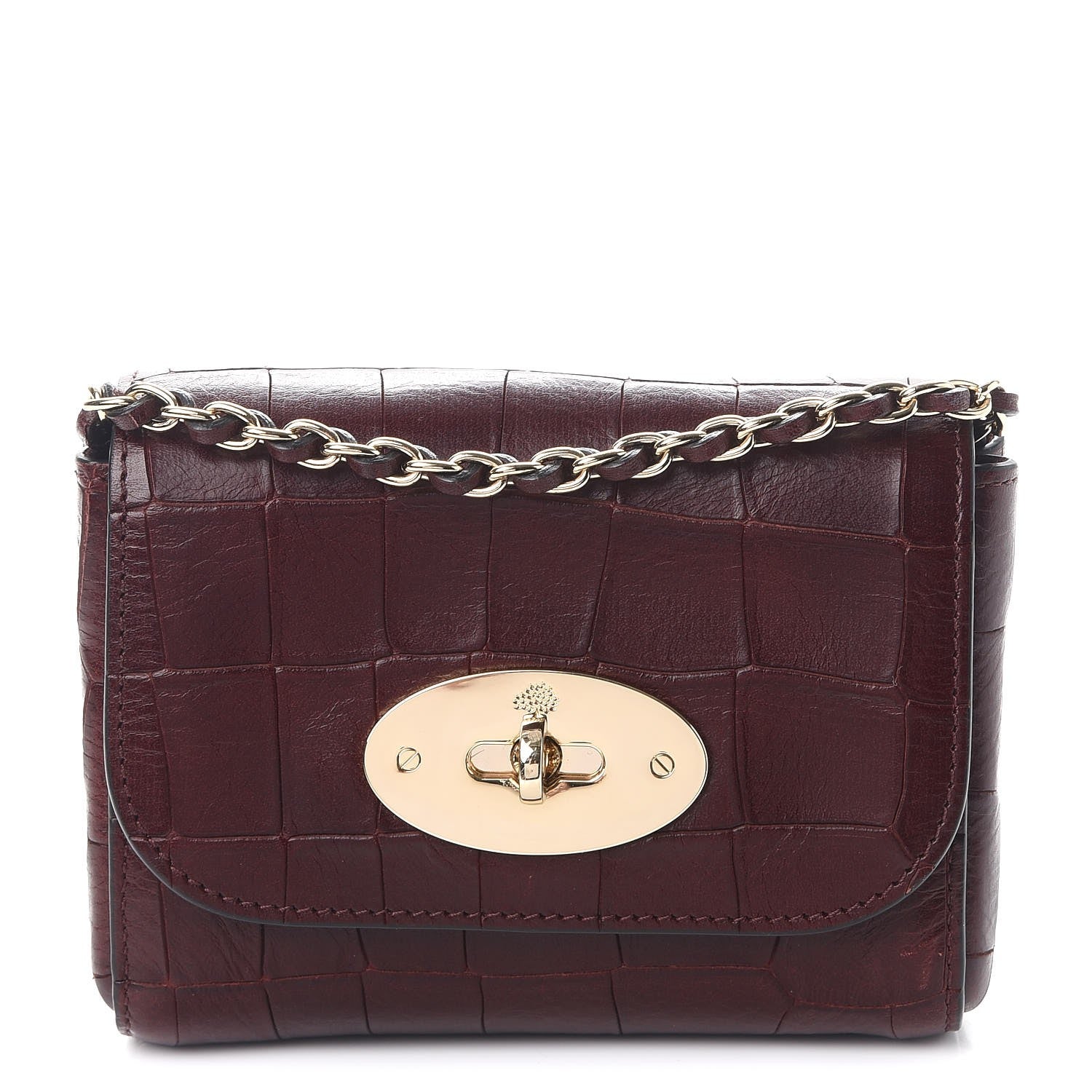 Mulberry Calfskin Crocodile Embossed Mini Lily Oxblood 1 of 8
