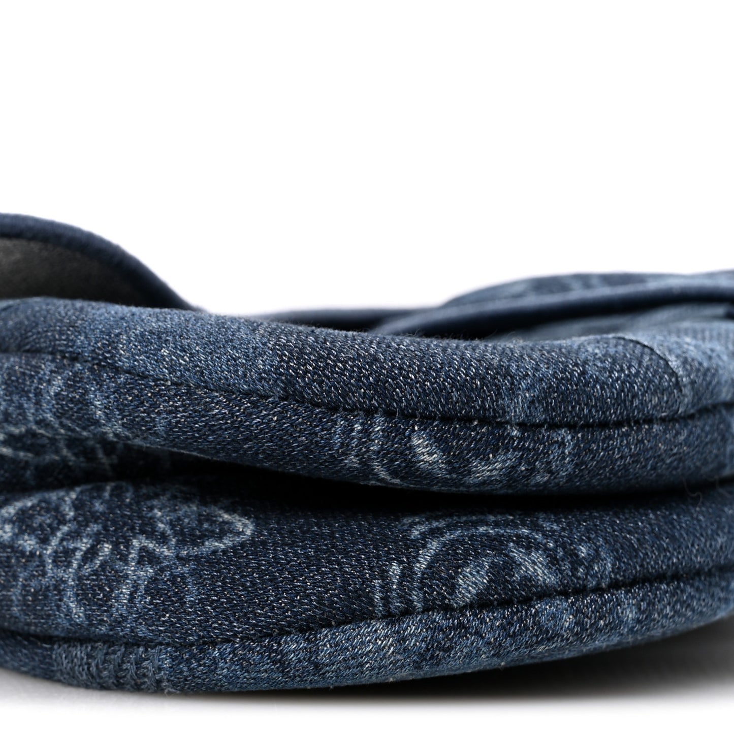 Denim Flowers Embroidered Saddle Bag Blue