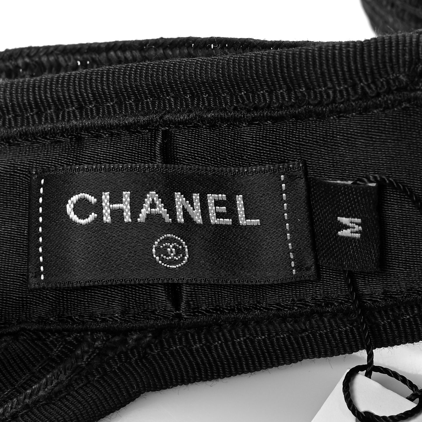 Straw Grosgrain CC Visor M Black