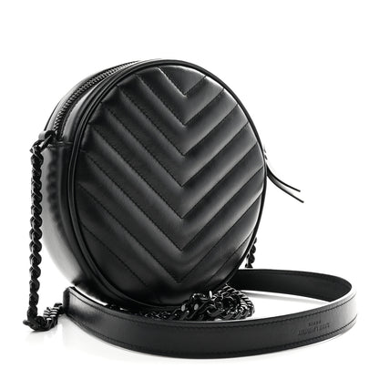 Saint Laurent Calfskin Matelasse Chevron Round Vinyle Camera Bag Black 3 of 11