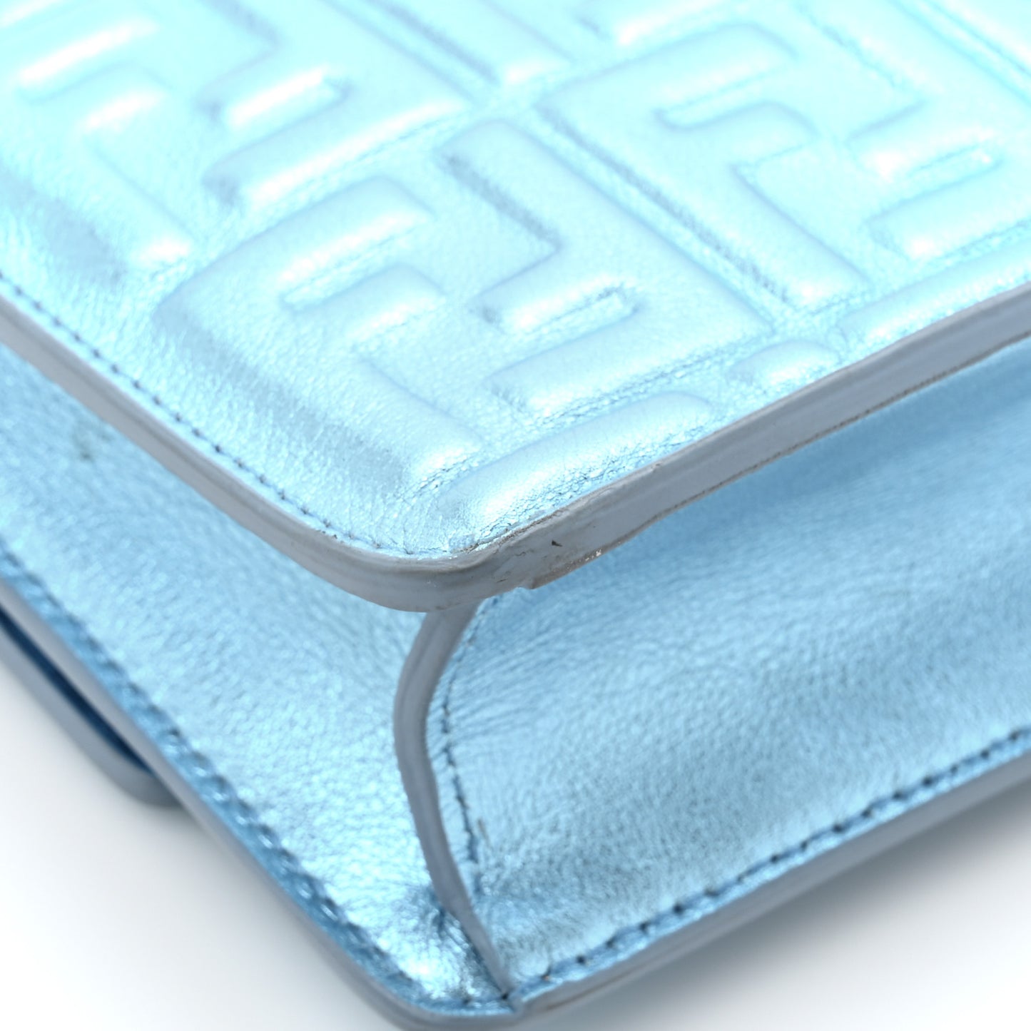 Metallic Nappa Matisse FF Embossed Wallet On Chain Laguna Palladio