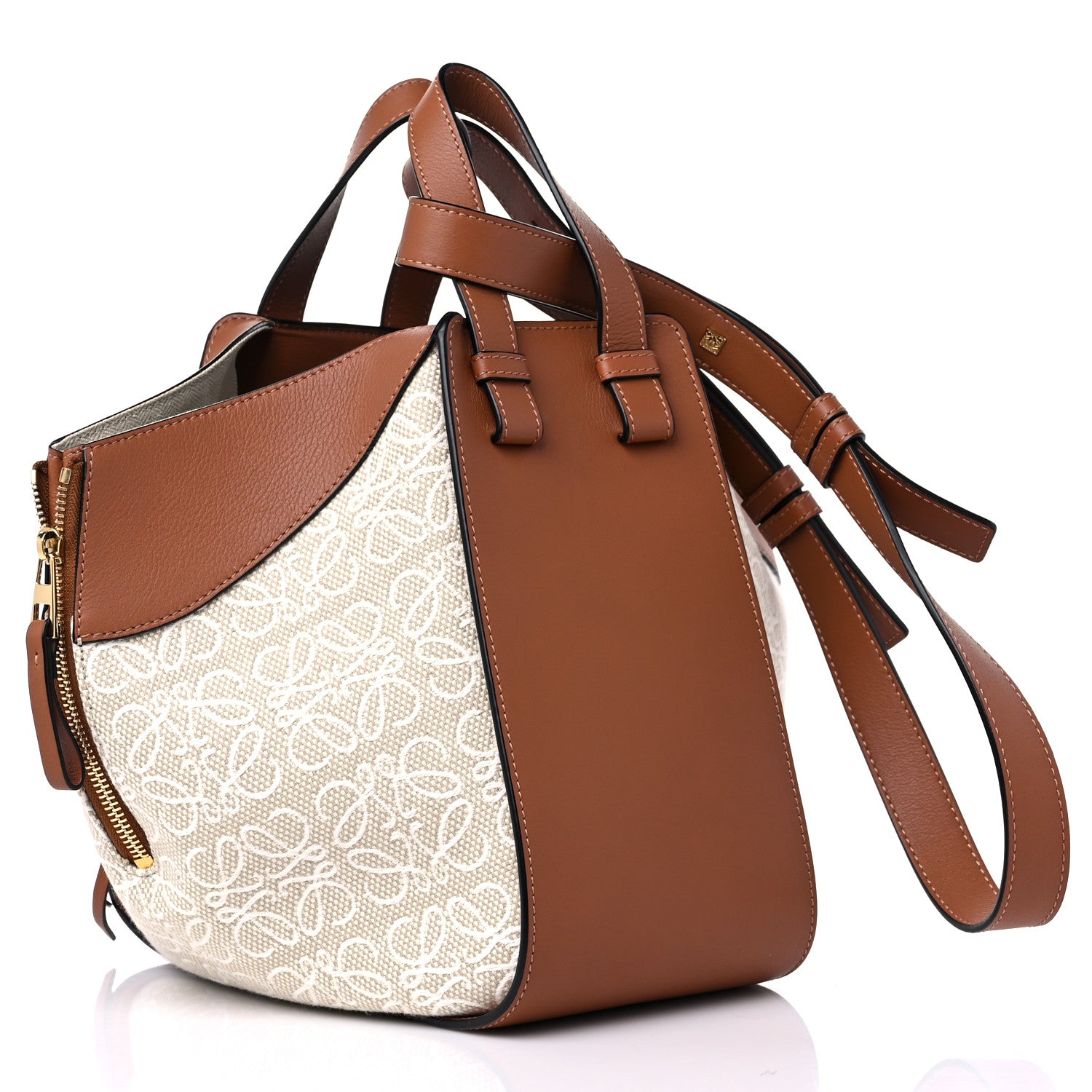 Loewe Calfskin Canvas Anagram Small Hammock Shoulder Bag Ecru Tan 3 of 10