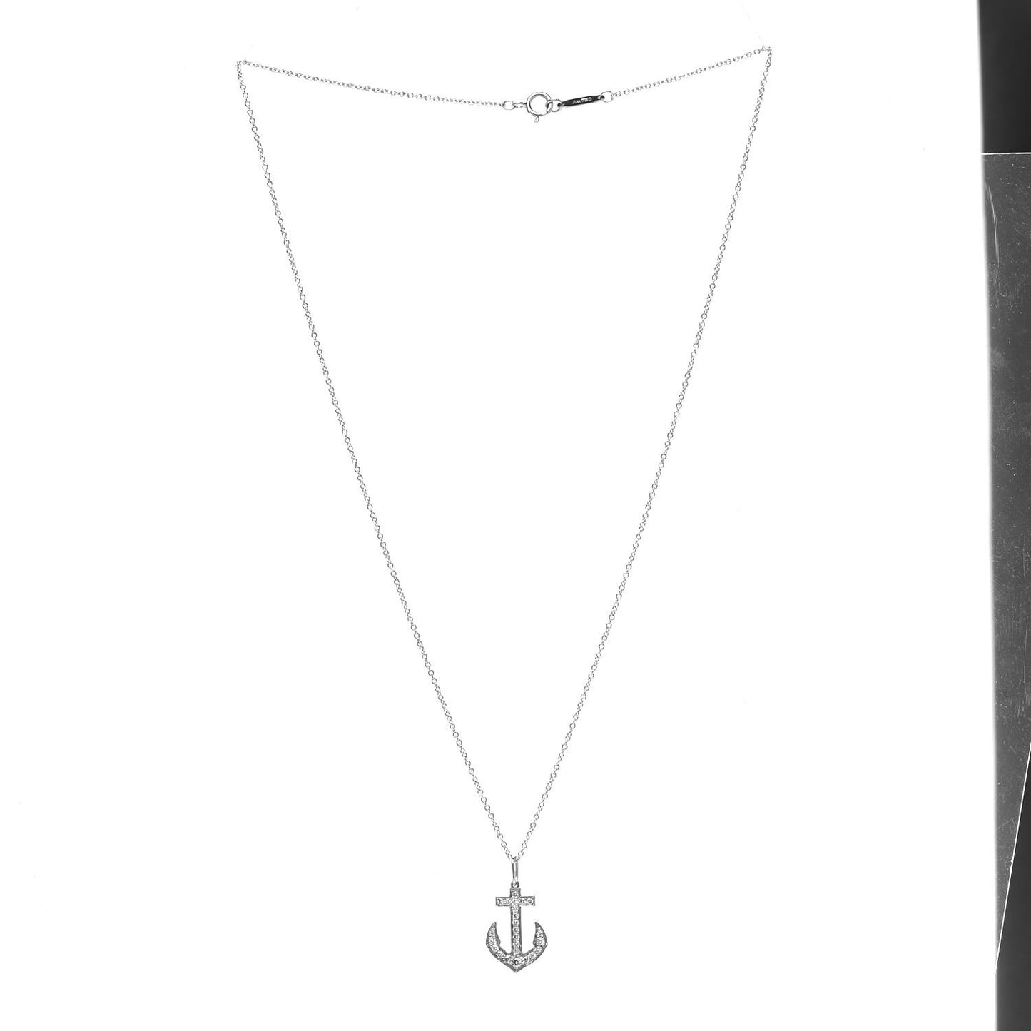 Platinum Diamond Anchor Pendant Necklace