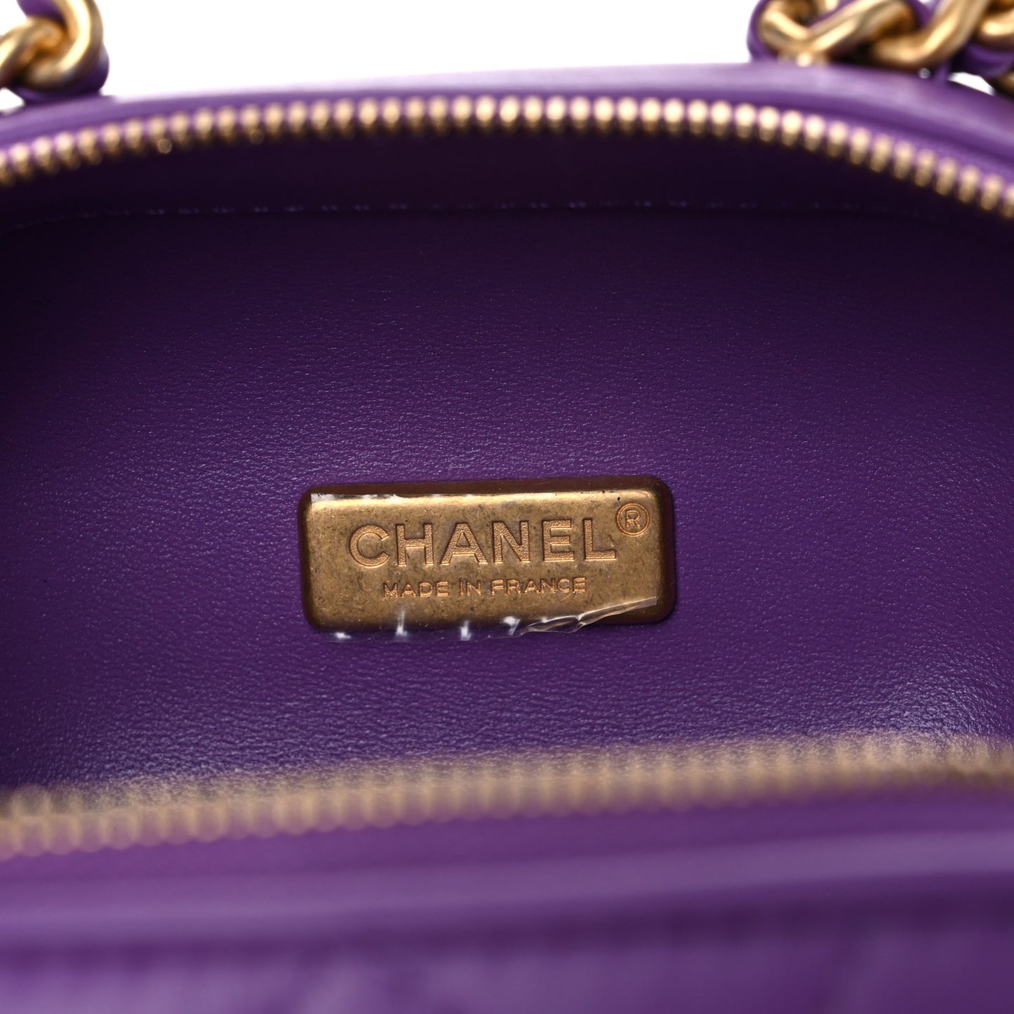 Lambskin Quilted CC Bubble Vanity Case With Chain Purple