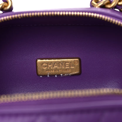 Chanel Lambskin Quilted CC Bubble Vanity Case With Chain Purple 6 of 9