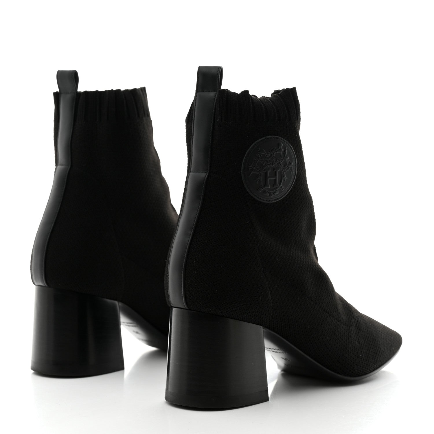 Hermes Knit Calfskin Volver 60 Ankle Boots 35 Black 4 of 9