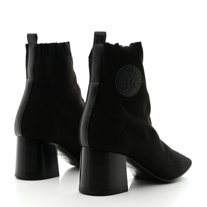 Hermes Knit Calfskin Volver 60 Ankle Boots 35 Black 4 of 9