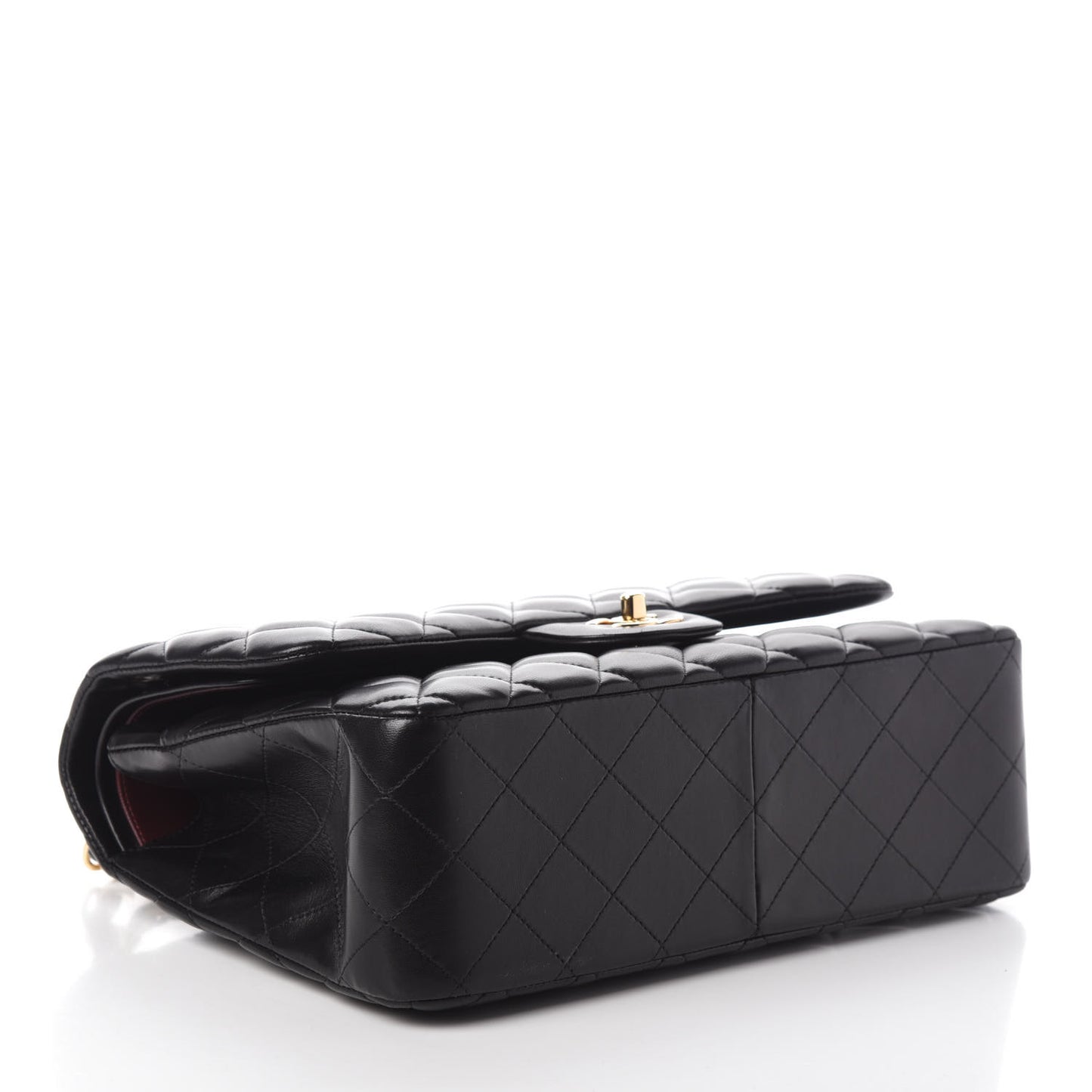 Lambskin Quilted Jumbo Double Flap Black