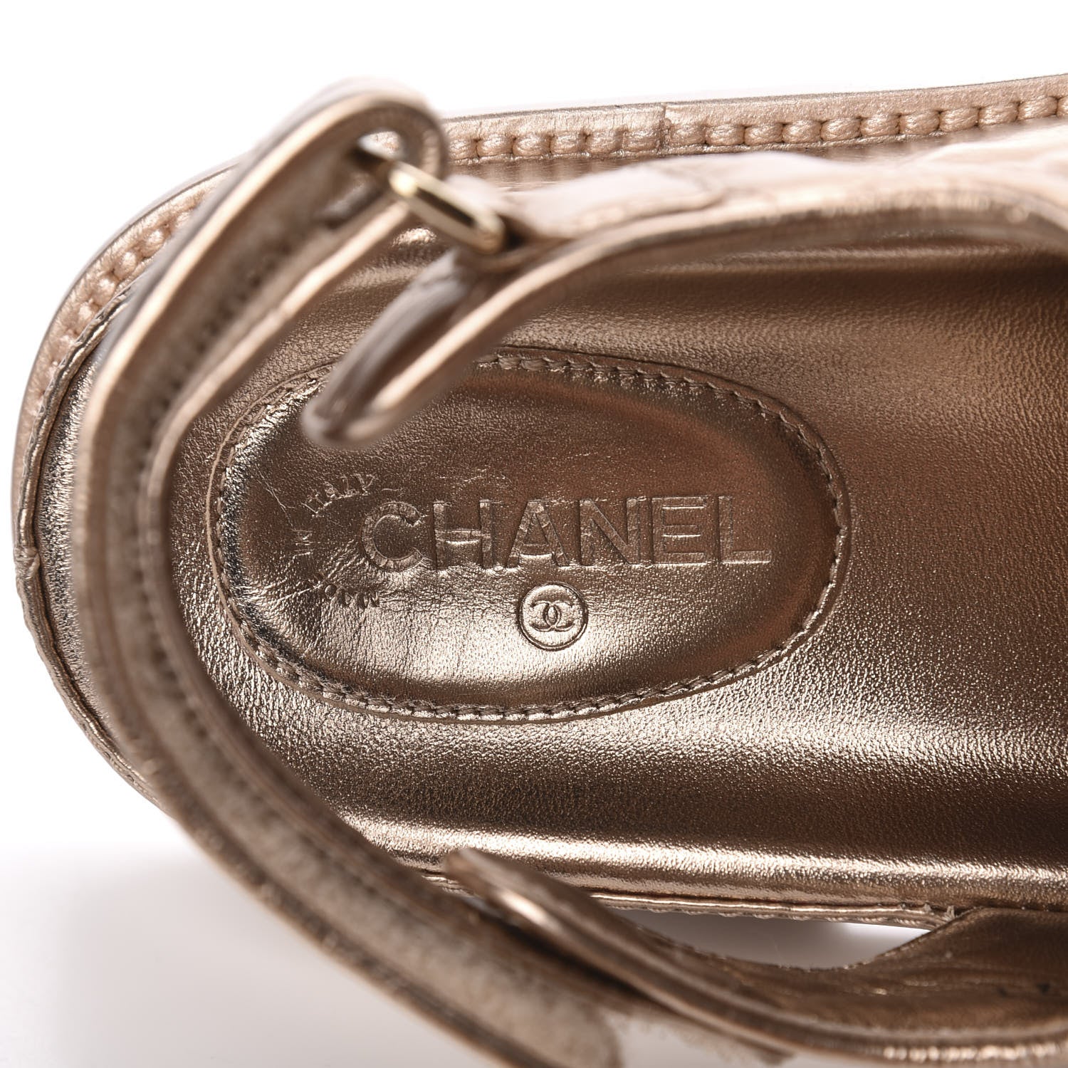 Chanel Iridescent Lambskin Quilted Velcro Dad Sandals 38 Light Bronze 7 of 9