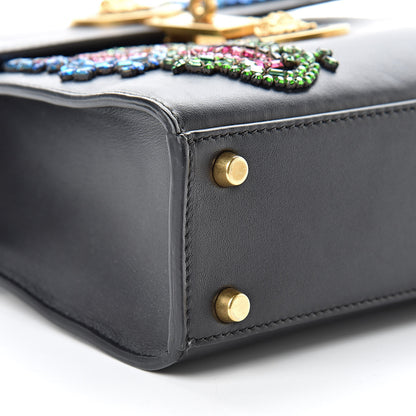 Versace Nappa Crystal Embroidered Alphabet Icon Flap Black 10 of 15