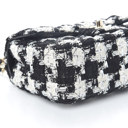 Chanel Tweed Quilted Mini Rectangular Flap Black Ecru White 8 of 10