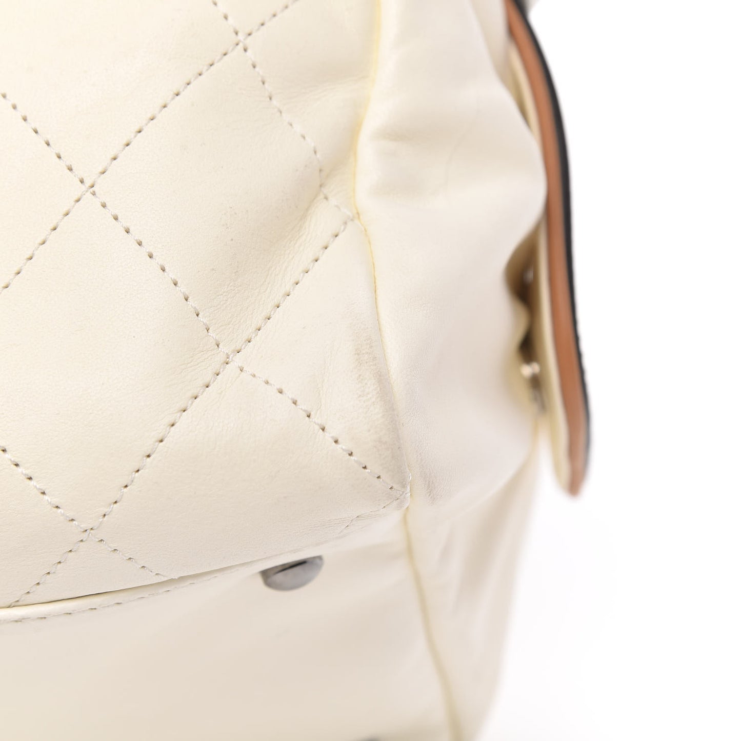 Lambskin Quilted Bowler White