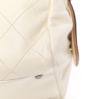 Chanel Lambskin Quilted Bowler White 10 of 11