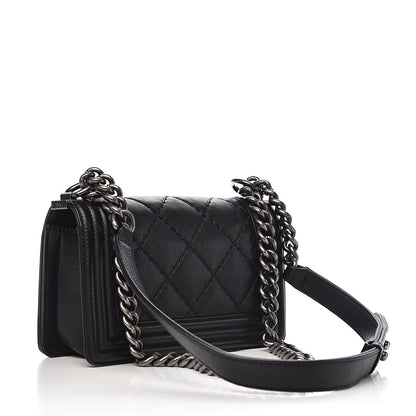 Chanel Calfskin Double Stitch Small Boy Flap Black 3 of 10