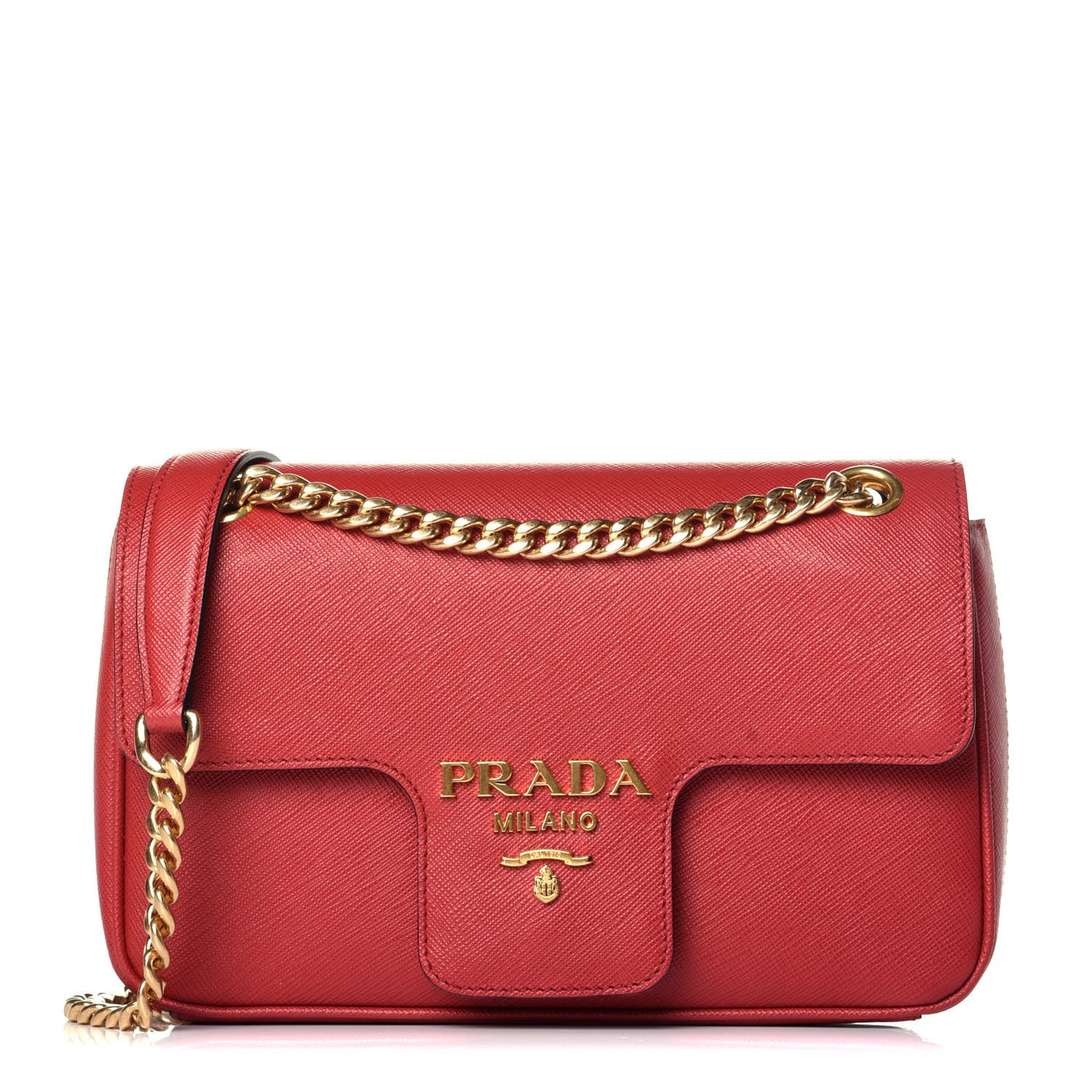 Saffiano Pattina Chain Crossbody Bag Fuoco