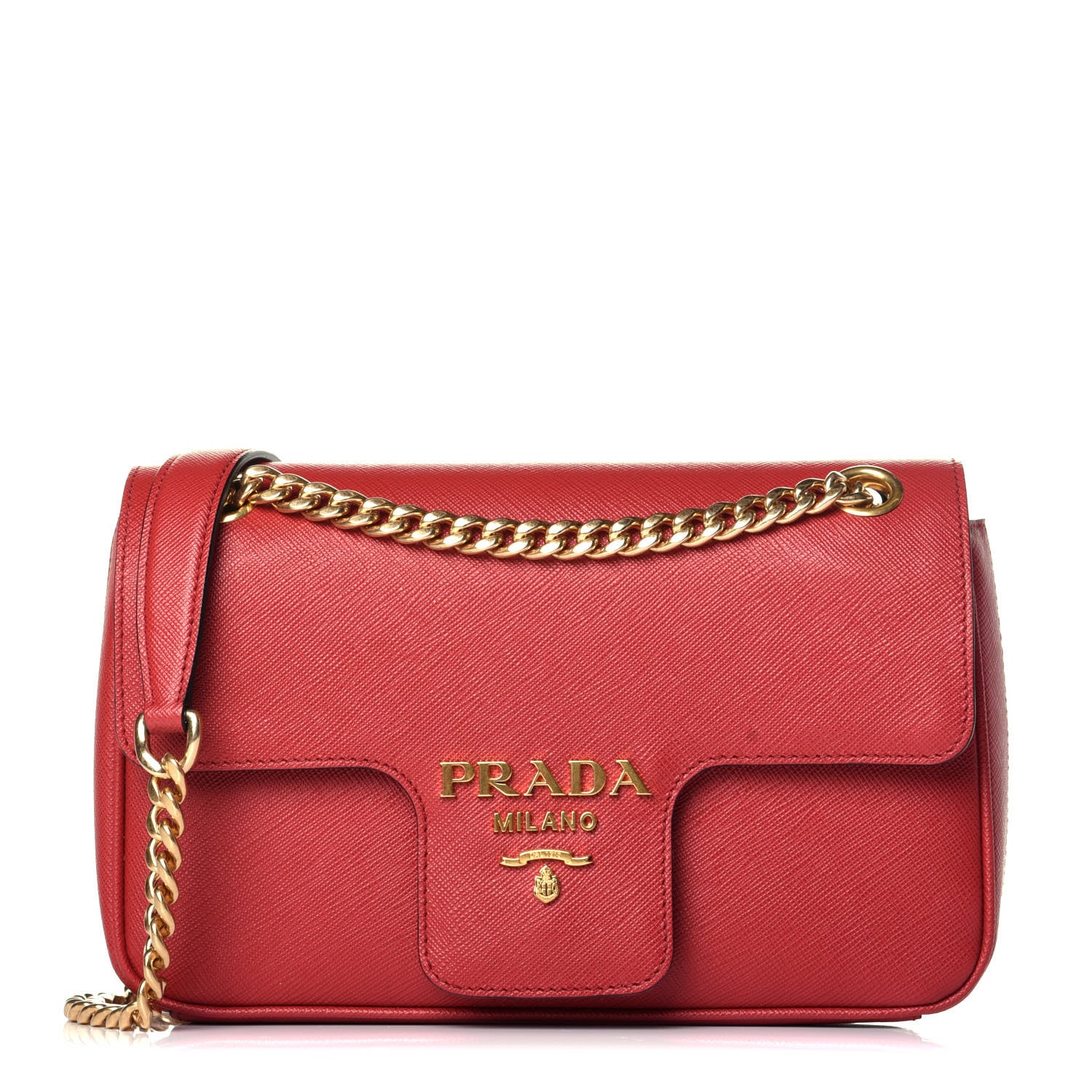 Prada Saffiano Pattina Chain Crossbody Bag Fuoco 1 of 9