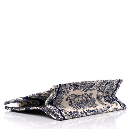 Christian Dior Canvas Embroidered Large Dioriviera Toile De Jouy Book Tote Blue 3 of 9