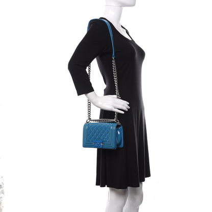 Chanel Patent Calfskin Quilted Small Plexiglass Boy Flap Blue 2 of 10
