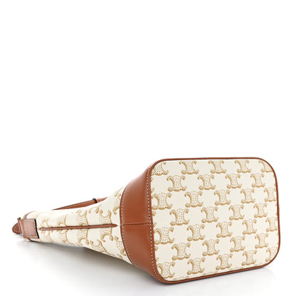 Celine Triomphe Canvas Calfskin Small Bucket Bag White 4 of 9