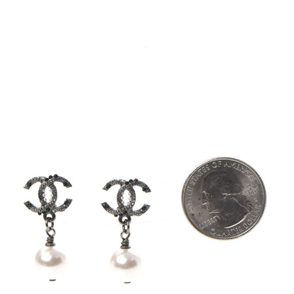 Chanel Ruthenium CC Pearl Drop Earrings 2 of 6