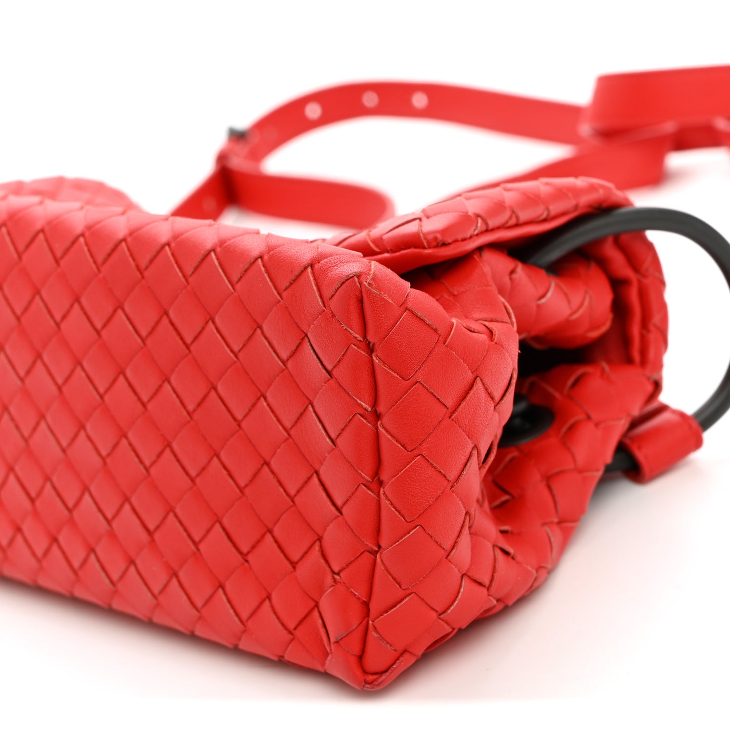 Nappa Intrecciato Crossbody Messenger Flap Red